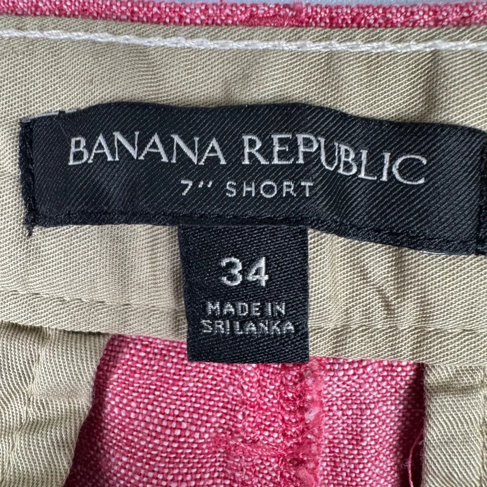 Banana Republic Linen‎ Shorts Mens 34W Pleated Red Pink 7